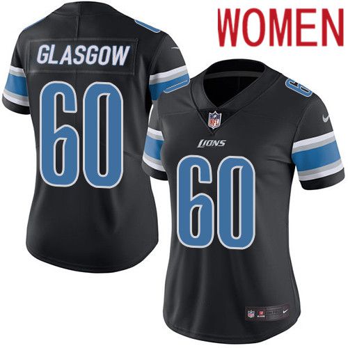 Women Detroit Lions #60 Graham Glasgow Nike Black Vapor Limited NFL Jersey->women nfl jersey->Women Jersey